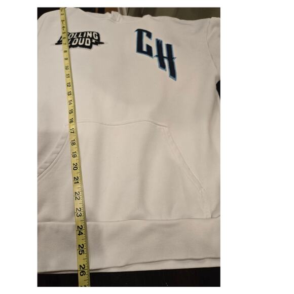 Rolling Loud Gold Hearts Hoodie Sweatshirt White Blue Mens Small Pockets Cotton - Picture 10 of 12